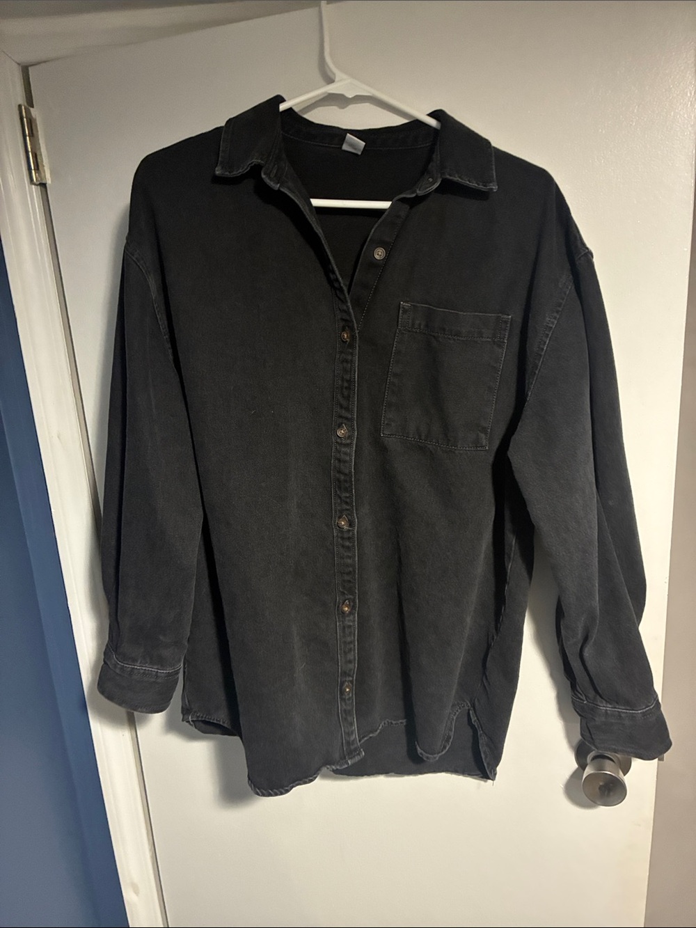 Woman’s Washed denim Black Button-Up Shirt
